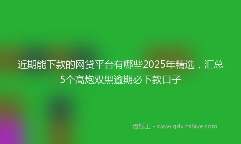 近期能下款的网贷平台有哪些2025年精选，汇总5个高炮双黑逾期必下款口子