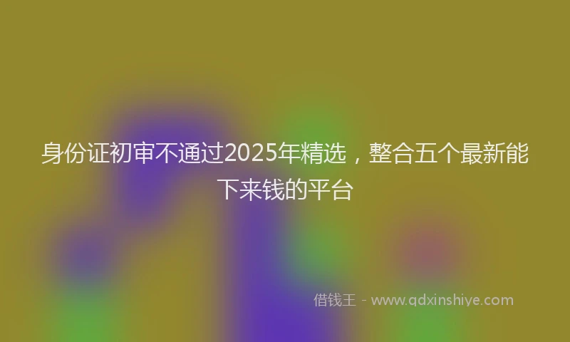 身份证初审不通过2025年精选，整合五个最新能下来钱的平台