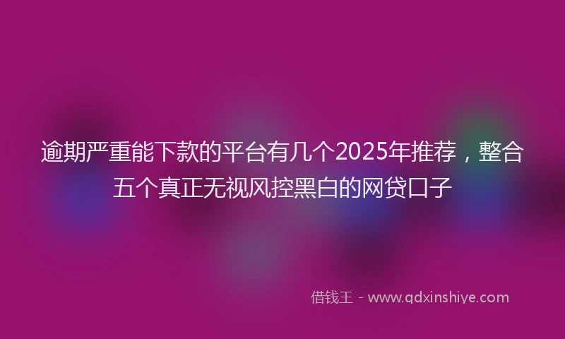 逾期严重能下款的平台有几个2025年推荐，整合五个真正无视风控黑白的网贷口子