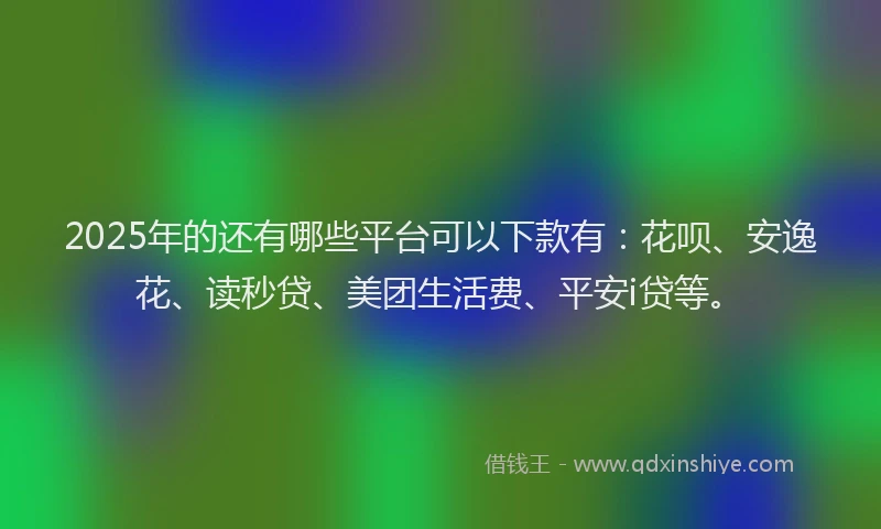 2025年的还有哪些平台可以下款有：花呗、安逸花、读秒贷、美团生活费、平安i贷等。