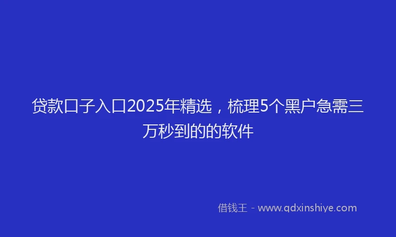 贷款口子入口2025年精选，梳理5个黑户急需三万秒到的的软件