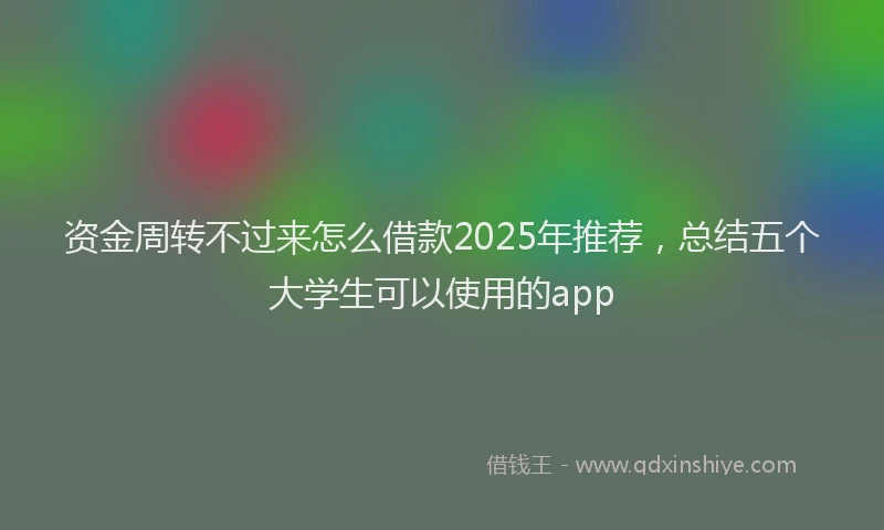 资金周转不过来怎么借款2025年推荐，总结五个大学生可以使用的app