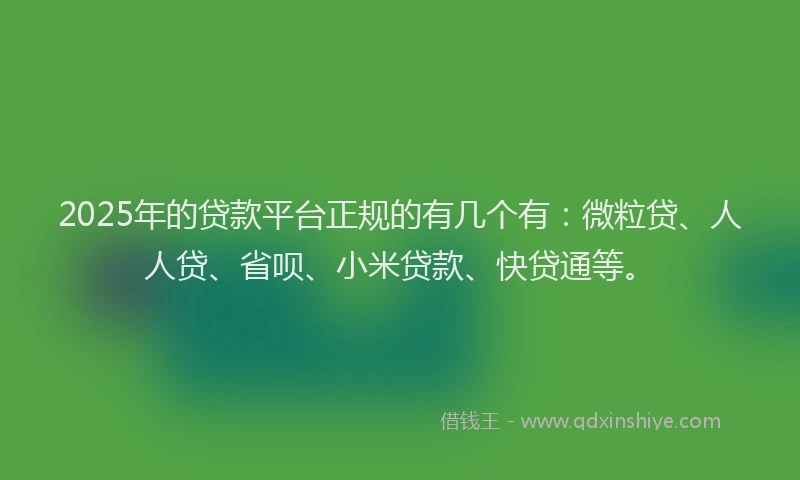 2025年的贷款平台正规的有几个有：微粒贷、人人贷、省呗、小米贷款、快贷通等。