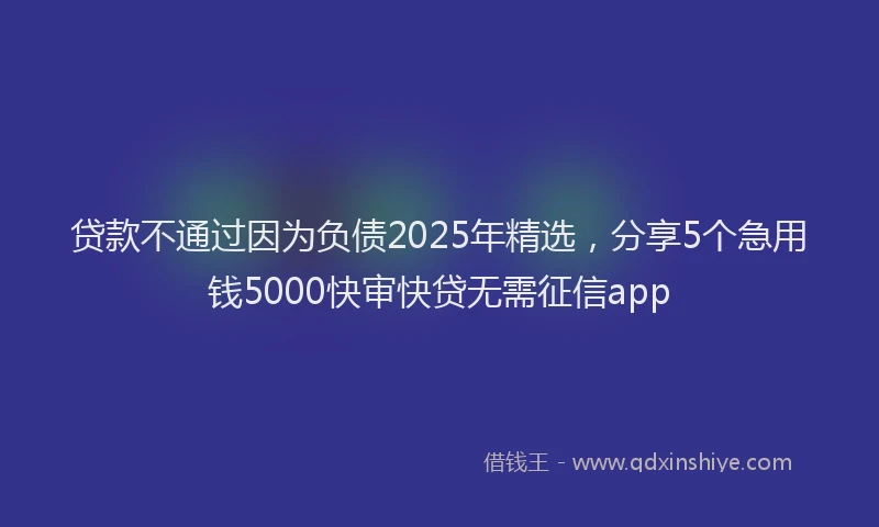贷款不通过因为负债2025年精选，分享5个急用钱5000快审快贷无需征信app
