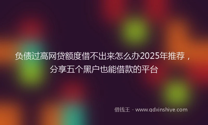 负债过高网贷额度借不出来怎么办2025年推荐，分享五个黑户也能借款的平台