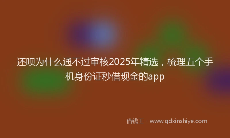还呗为什么通不过审核2025年精选，梳理五个手机身份证秒借现金的app