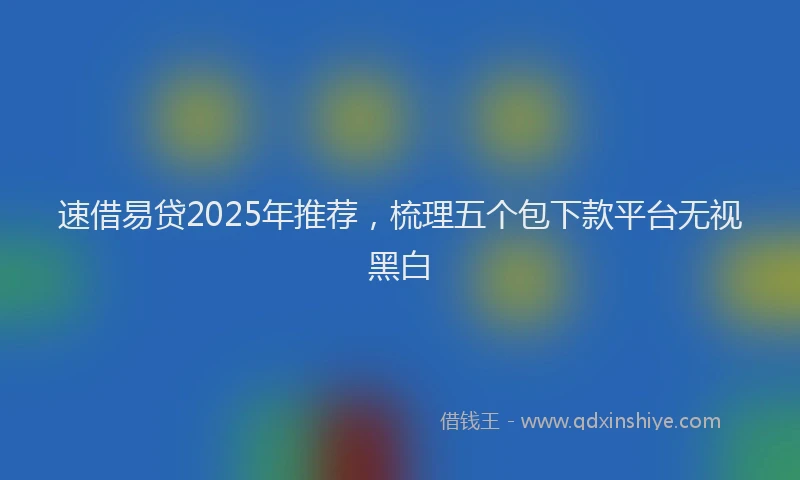 速借易贷2025年推荐，梳理五个包下款平台无视黑白
