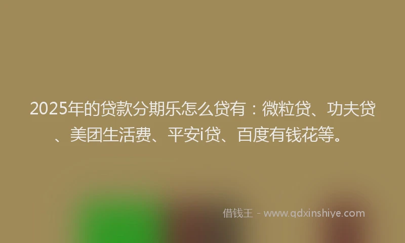 2025年的贷款分期乐怎么贷有：微粒贷、功夫贷、美团生活费、平安i贷、百度有钱花等。