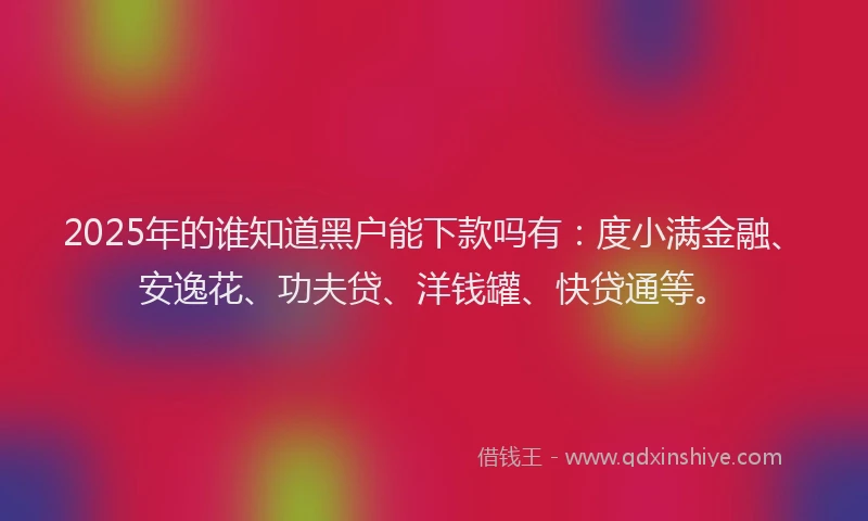 2025年的谁知道黑户能下款吗有：度小满金融、安逸花、功夫贷、洋钱罐、快贷通等。