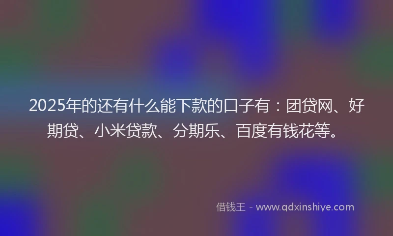2025年的还有什么能下款的口子有：团贷网、好期贷、小米贷款、分期乐、百度有钱花等。
