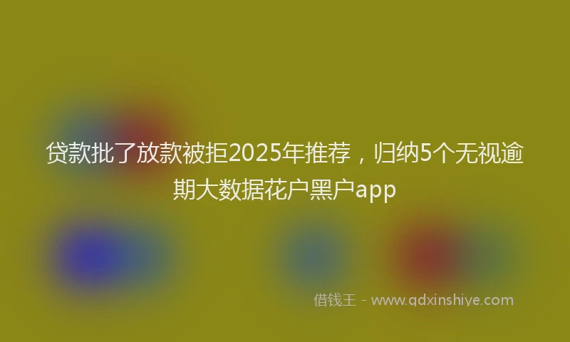 贷款批了放款被拒2025年推荐，归纳5个无视逾期大数据花户黑户app