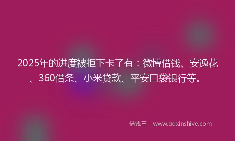 2025年的进度被拒下卡了有：微博借钱、安逸花、360借条、小米贷款、平安口袋银行等。