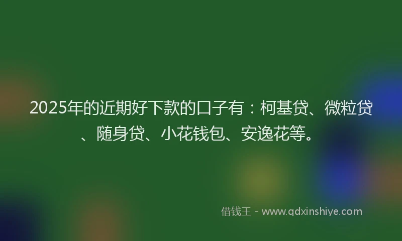 2025年的近期好下款的口子有：柯基贷、微粒贷、随身贷、小花钱包、安逸花等。