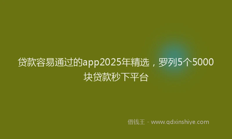 贷款容易通过的app2025年精选，罗列5个5000块贷款秒下平台