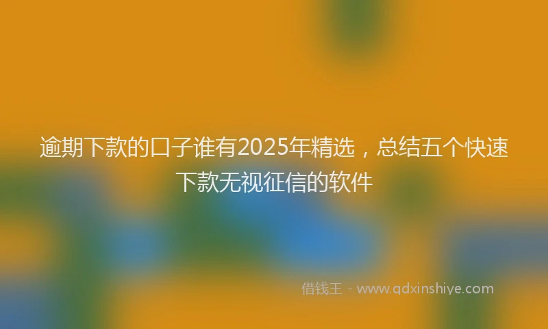逾期下款的口子谁有2025年精选，总结五个快速下款无视征信的软件
