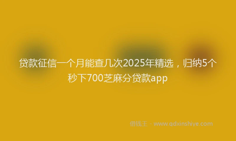 贷款征信一个月能查几次2025年精选，归纳5个秒下700芝麻分贷款app