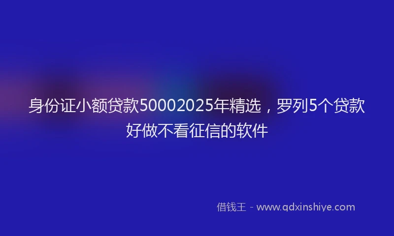 身份证小额贷款50002025年精选，罗列5个贷款好做不看征信的软件