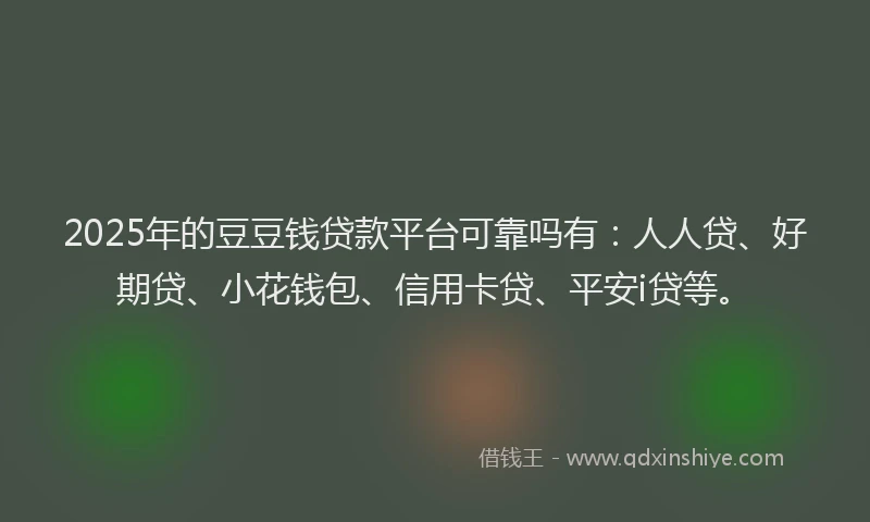 2025年的豆豆钱贷款平台可靠吗有：人人贷、好期贷、小花钱包、信用卡贷、平安i贷等。