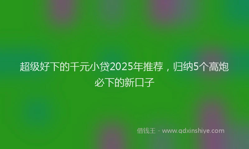 超级好下的千元小贷2025年推荐，归纳5个高炮必下的新口子
