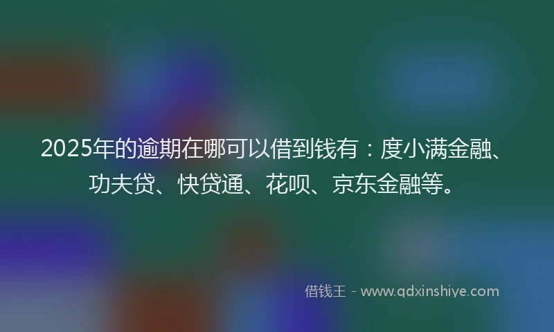 2025年的逾期在哪可以借到钱有：度小满金融、功夫贷、快贷通、花呗、京东金融等。