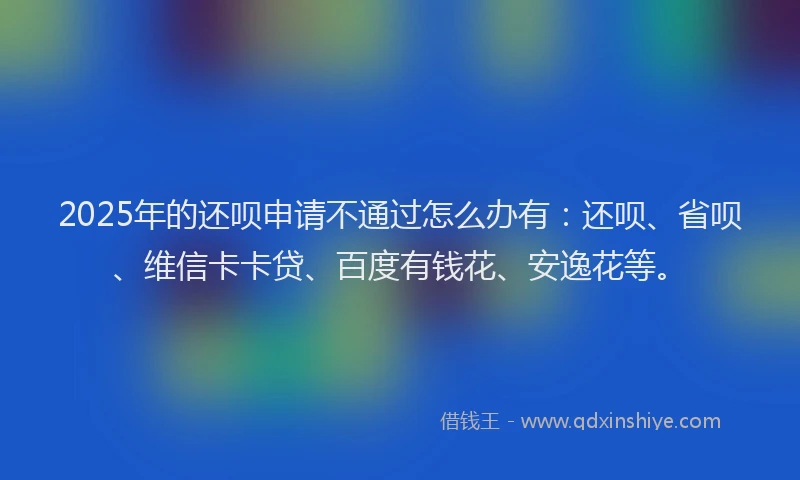 2025年的还呗申请不通过怎么办有：还呗、省呗、维信卡卡贷、百度有钱花、安逸花等。