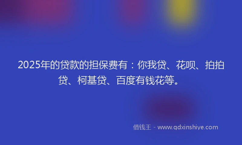 2025年的贷款的担保费有：你我贷、花呗、拍拍贷、柯基贷、百度有钱花等。