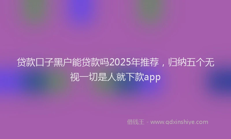 贷款口子黑户能贷款吗2025年推荐，归纳五个无视一切是人就下款app