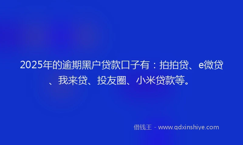 2025年的逾期黑户贷款口子有：拍拍贷、e微贷、我来贷、投友圈、小米贷款等。