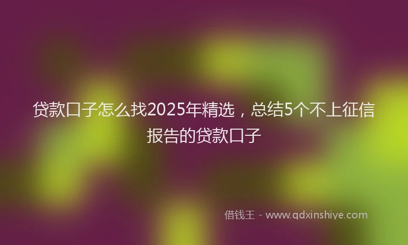 贷款口子怎么找2025年精选，总结5个不上征信报告的贷款口子