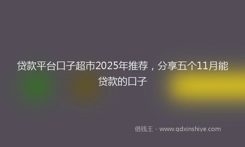贷款平台口子超市2025年推荐，分享五个11月能贷款的口子