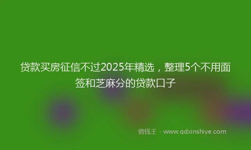 贷款买房征信不过2025年精选，整理5个不用面签和芝麻分的贷款口子