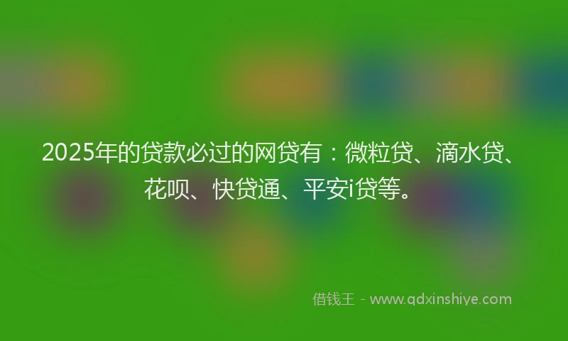 2025年的贷款必过的网贷有：微粒贷、滴水贷、花呗、快贷通、平安i贷等。