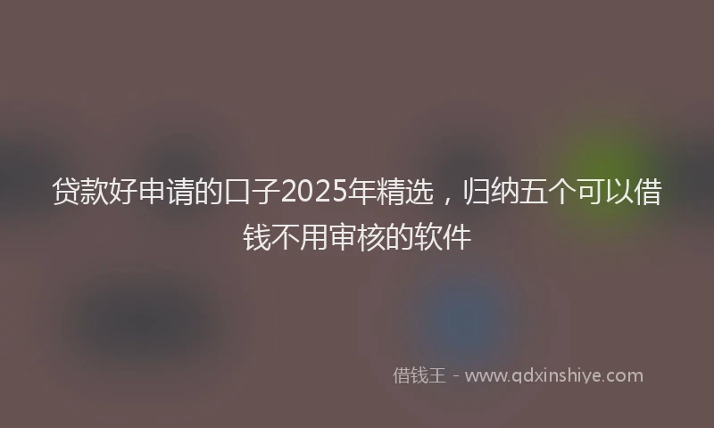 贷款好申请的口子2025年精选，归纳五个可以借钱不用审核的软件