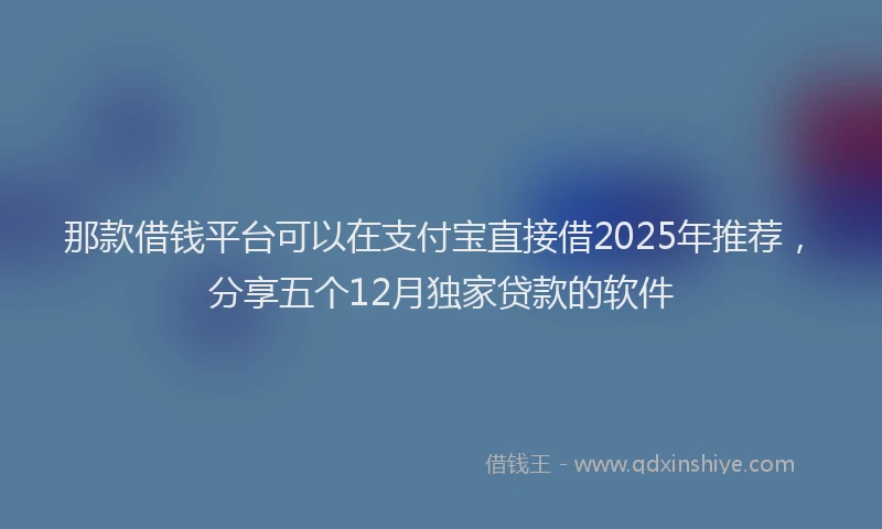 那款借钱平台可以在支付宝直接借2025年推荐，分享五个12月独家贷款的软件