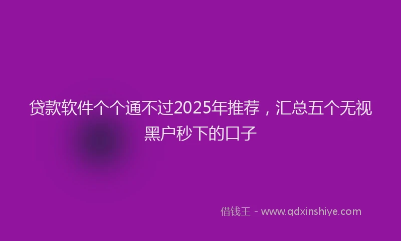 贷款软件个个通不过2025年推荐，汇总五个无视黑户秒下的口子