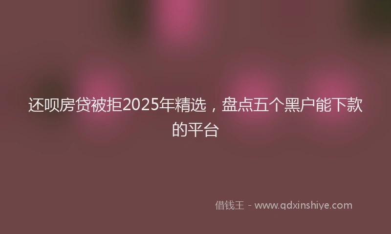还呗房贷被拒2025年精选，盘点五个黑户能下款的平台