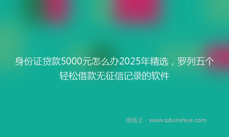 身份证贷款5000元怎么办2025年精选，罗列五个轻松借款无征信记录的软件