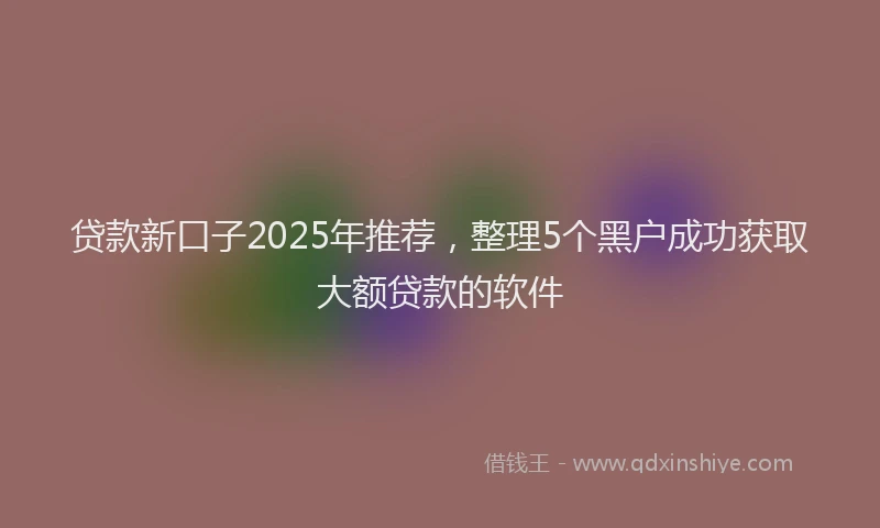 贷款新口子2025年推荐，整理5个黑户成功获取大额贷款的软件