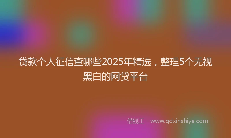 贷款个人征信查哪些2025年精选，整理5个无视黑白的网贷平台
