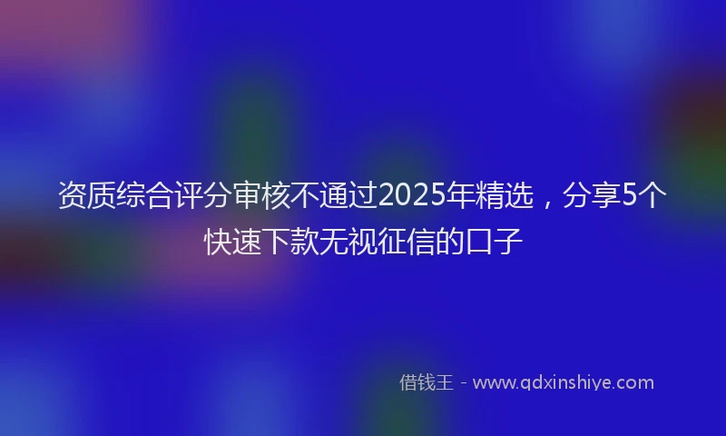 资质综合评分审核不通过2025年精选，分享5个快速下款无视征信的口子