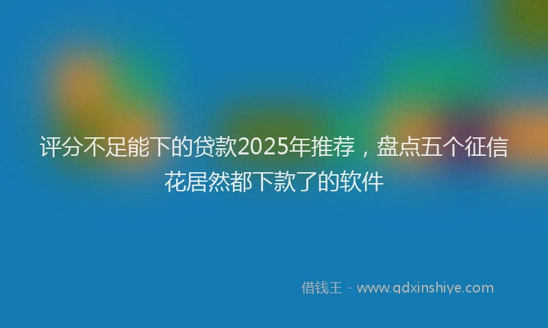 评分不足能下的贷款2025年推荐，盘点五个征信花居然都下款了的软件