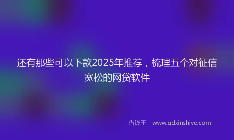 还有那些可以下款2025年推荐，梳理五个对征信宽松的网贷软件