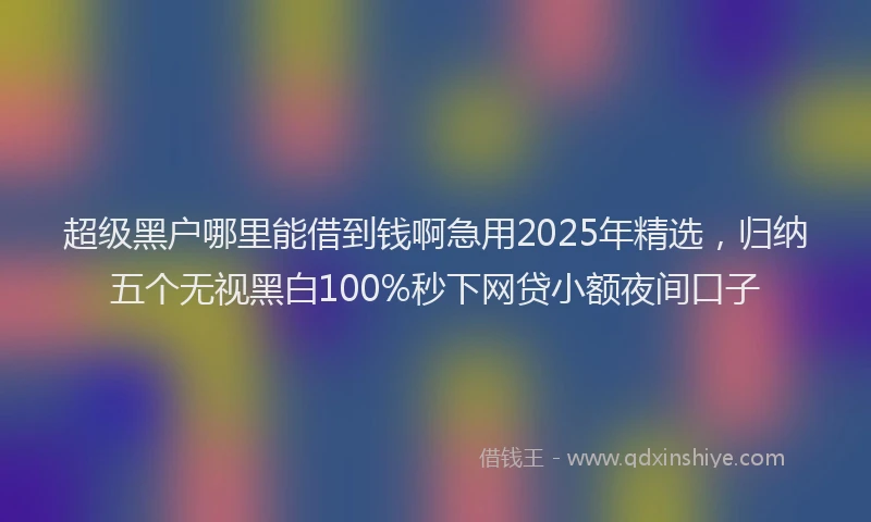 超级黑户哪里能借到钱啊急用2025年精选，归纳五个无视黑白100%秒下网贷小额夜间口子