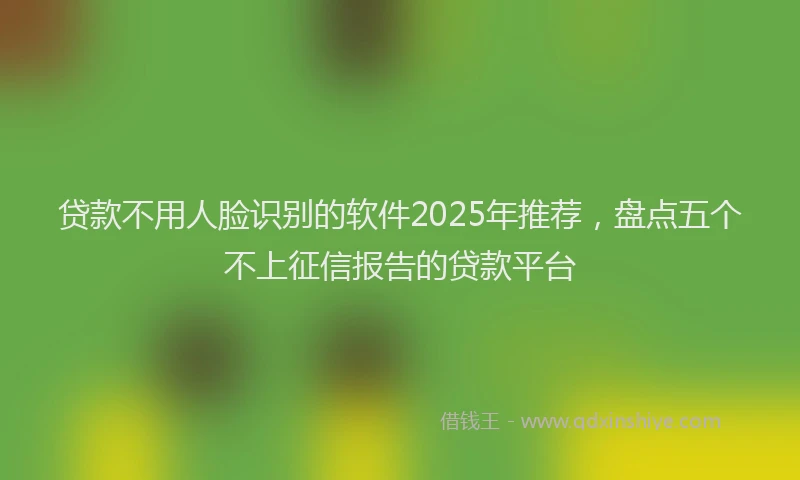 贷款不用人脸识别的软件2025年推荐，盘点五个不上征信报告的贷款平台