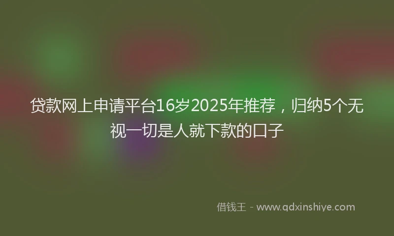 贷款网上申请平台16岁2025年推荐，归纳5个无视一切是人就下款的口子