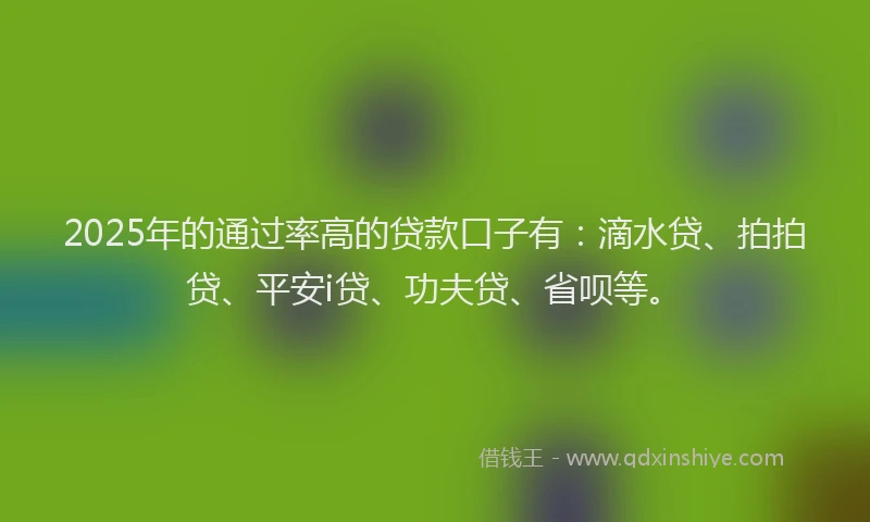 2025年的通过率高的贷款口子有：滴水贷、拍拍贷、平安i贷、功夫贷、省呗等。