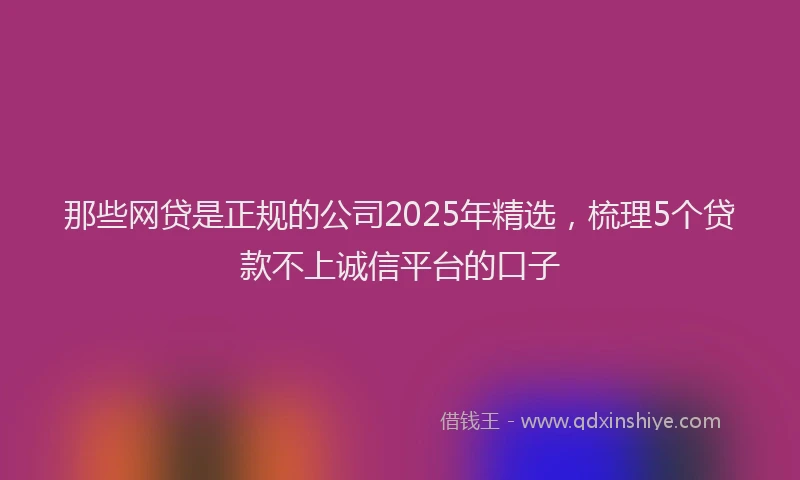 那些网贷是正规的公司2025年精选，梳理5个贷款不上诚信平台的口子