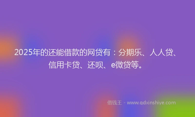 2025年的还能借款的网贷有：分期乐、人人贷、信用卡贷、还呗、e微贷等。