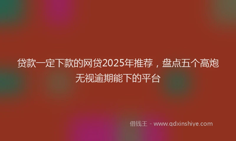 贷款一定下款的网贷2025年推荐，盘点五个高炮无视逾期能下的平台