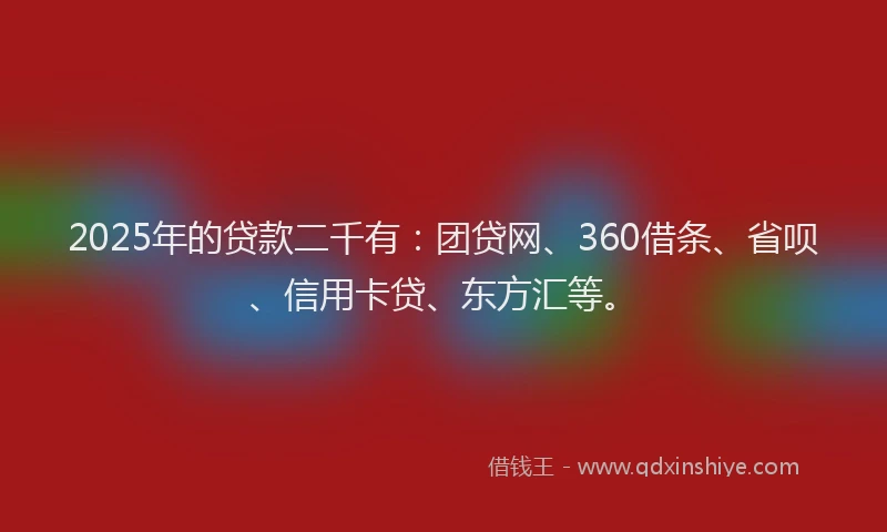 2025年的贷款二千有：团贷网、360借条、省呗、信用卡贷、东方汇等。